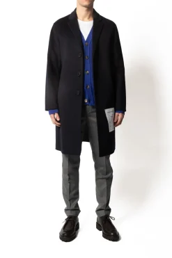 Amaranto Cappotto Blu Uomo Monopetto Slim