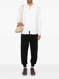 Ami Paris Uomo Camicia Bianco Micro Ricamo Cuore Bianco