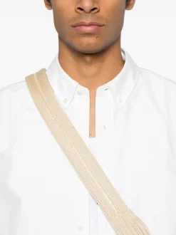 Ami Paris Uomo Camicia Bianco Micro Ricamo Cuore Bianco