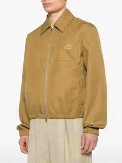 Ami Paris Uomo Giubbotto Marrone Stampa Logo