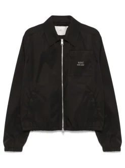 Ami Paris Uomo Giubbotto Nero Stampa Logo