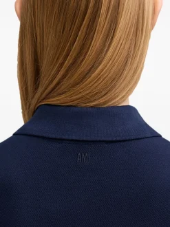 Ami Paris Uomo Polo Blu Ricamo Cuore