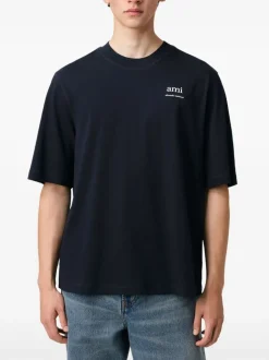 Ami Paris Uomo T-shirt Blu Stampa Logo