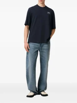 Ami Paris Uomo T-shirt Blu Stampa Logo
