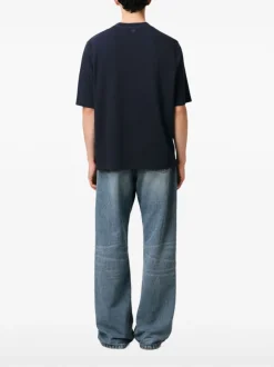 Ami Paris Uomo T-shirt Blu Stampa Logo