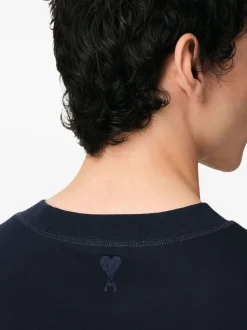 Ami Paris Uomo T-shirt Blu Stampa Logo