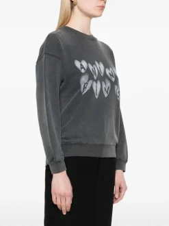 Anine Bing Felpa Nero Donna Logo Cuori