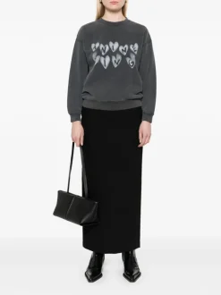 Anine Bing Felpa Nero Donna Logo Cuori