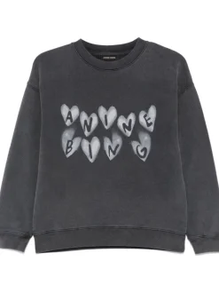 Anine Bing Felpa Nero Donna Logo Cuori