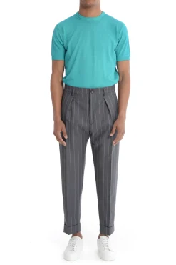 Berwich Pantalone Grigio Uomo Gessato Chiaia