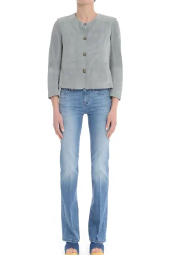 Bully Giacca Grigio Donna Pelle Scamosciata