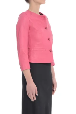 Bully Giubbotto Rosa Donna Pelle Girocollo