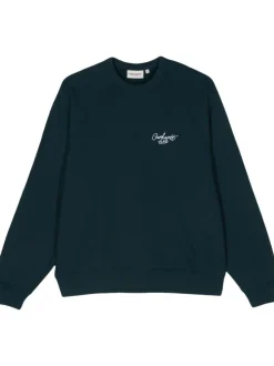 Carhartt Felpa Blu Donna Girocollo Logo Signature