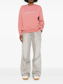 Carhartt Felpa Rosa Donna Ricamo Logo