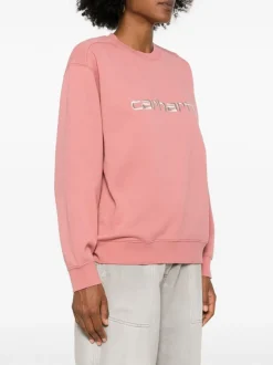 Carhartt Felpa Rosa Donna Ricamo Logo