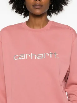 Carhartt Felpa Rosa Donna Ricamo Logo
