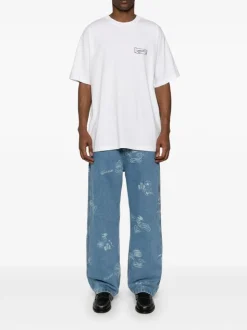 Carhartt Jeans Blu Uomo Timbri Logo All Over