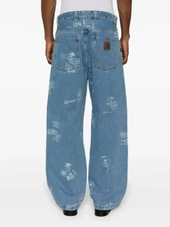 Carhartt Jeans Blu Uomo Timbri Logo All Over