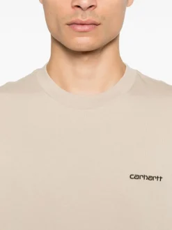 Carhartt T-shirt Beige Uomo Ricamo Logo
