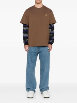 Carhartt T-shirt Marrone Uomo Micro Ricamo Logo