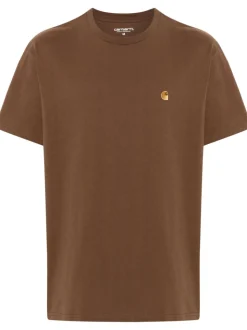 Carhartt T-shirt Marrone Uomo Micro Ricamo Logo