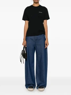 Carhartt T-shirt Nero Donna Ricamo Logo