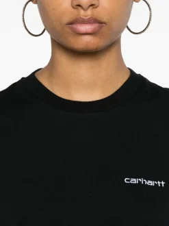 Carhartt T-shirt Nero Donna Ricamo Logo