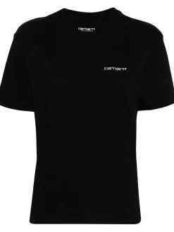 Carhartt T-shirt Nero Donna Ricamo Logo