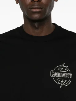 Carhartt T-shirt Nero Uomo Stampa Logo Fulmini