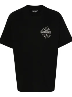 Carhartt T-shirt Nero Uomo Stampa Logo Fulmini