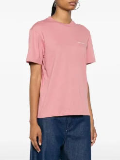 Carhartt T-shirt Rosa Donna Ricamo Logo