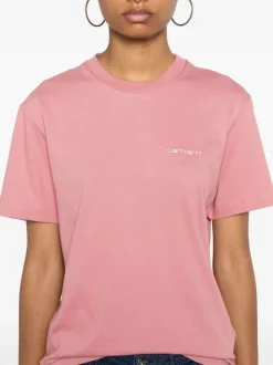 Carhartt T-shirt Rosa Donna Ricamo Logo