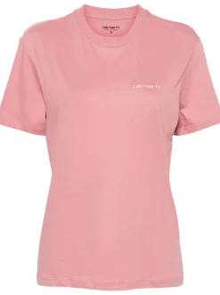 Carhartt T-shirt Rosa Donna Ricamo Logo