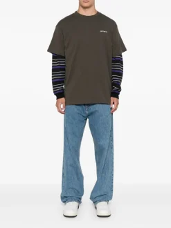 Carhartt T-shirt Verde Uomo Ricamo Logo