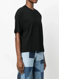 Carhartt Wip Donna T-shirt Nero Micro Logo Ricamato