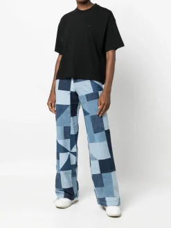 Carhartt Wip Donna T-shirt Nero Micro Logo Ricamato