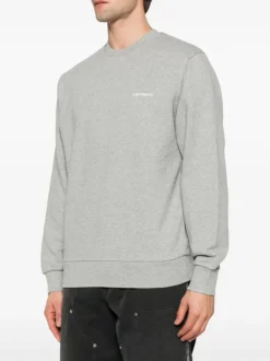 Carhartt Wip Felpa Grigio Uomo Ricamo Logo