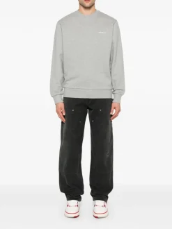 Carhartt Wip Felpa Grigio Uomo Ricamo Logo