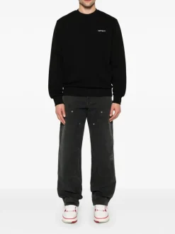 Carhartt Wip Felpa Nero Uomo Ricamo Logo