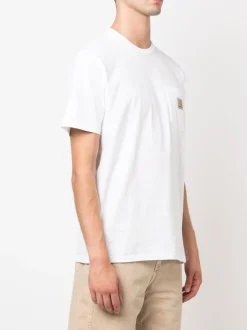 Carhartt Wip Uomo T-shirt Bianco Tasca Patch Logo