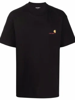 Carhartt Wip Uomo T-shirt Nero Ricamo Logo