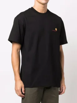 Carhartt Wip Uomo T-shirt Nero Ricamo Logo