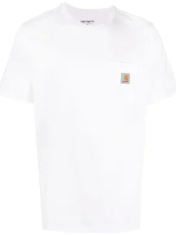 Carhartt Wip Uomo T-shirt Bianco Tasca Patch Logo