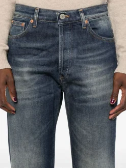 Dondup Jeans Blu Donna Gamba Dritta Sbaffature