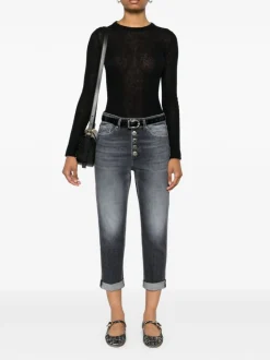 Dondup Jeans Nero Donna Koons Bottoni Gioiello