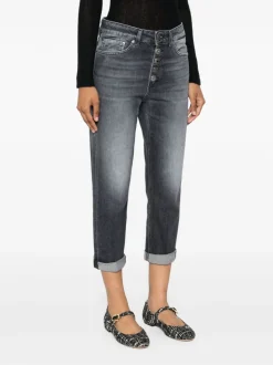 Dondup Jeans Nero Donna Koons Bottoni Gioiello