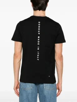 Dondup Uomo T-shirt Nero Stampa Logo Verticale