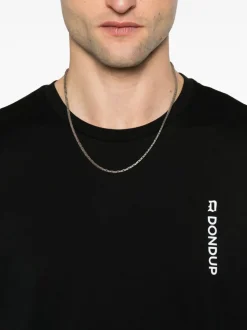 Dondup Uomo T-shirt Nero Stampa Logo Verticale
