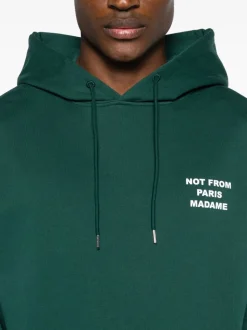 Drole De Monsieur Felpa Verde Uomo Cappuccio Not From Paris Madame