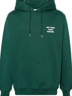 Drole De Monsieur Felpa Verde Uomo Cappuccio Not From Paris Madame